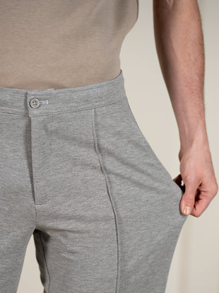 Tharn Grey Relaxed Fit Power-Stretch Korean Pintuck Pants