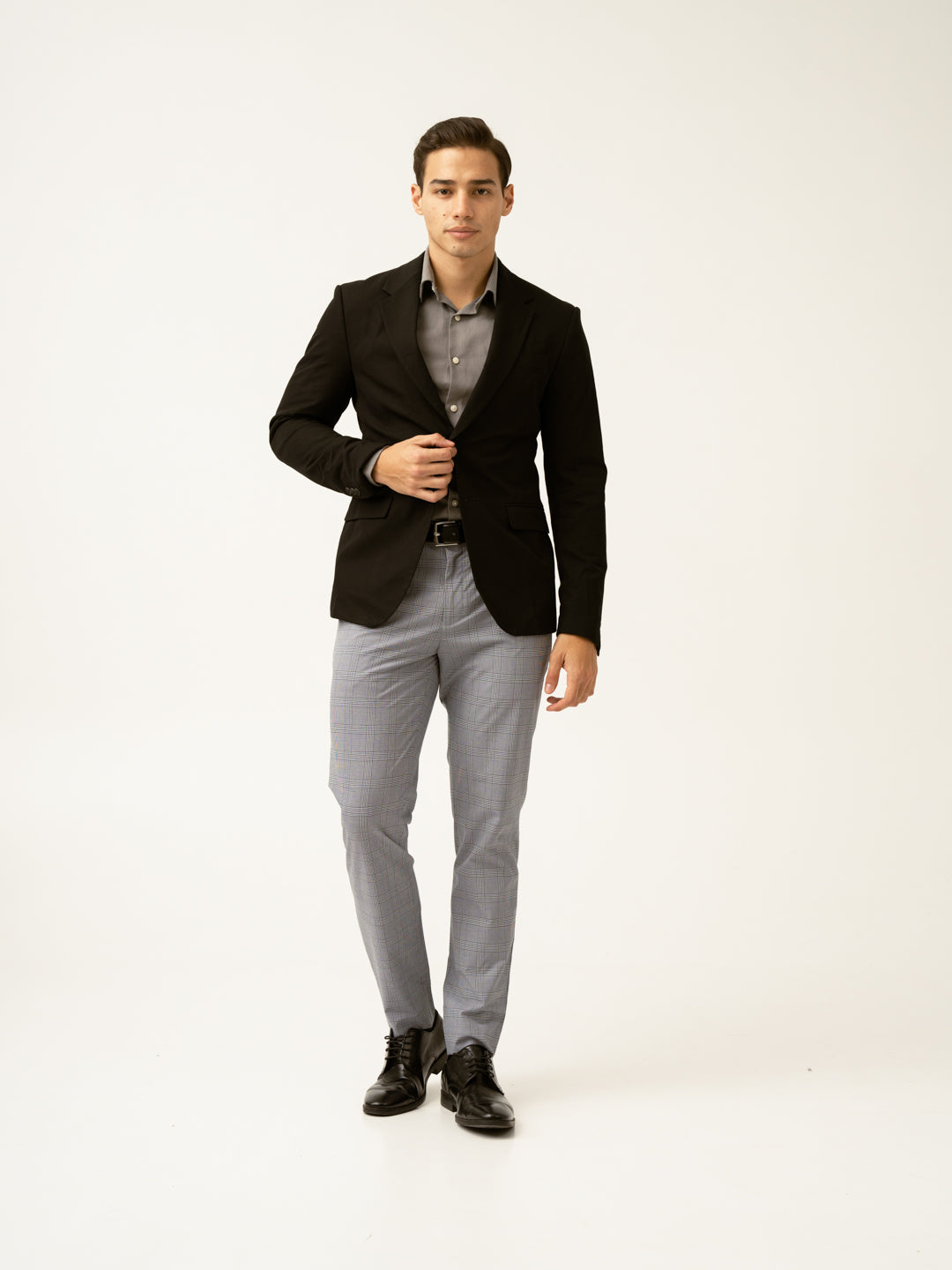 Blue Black Houndstooth Checks Formal Pants