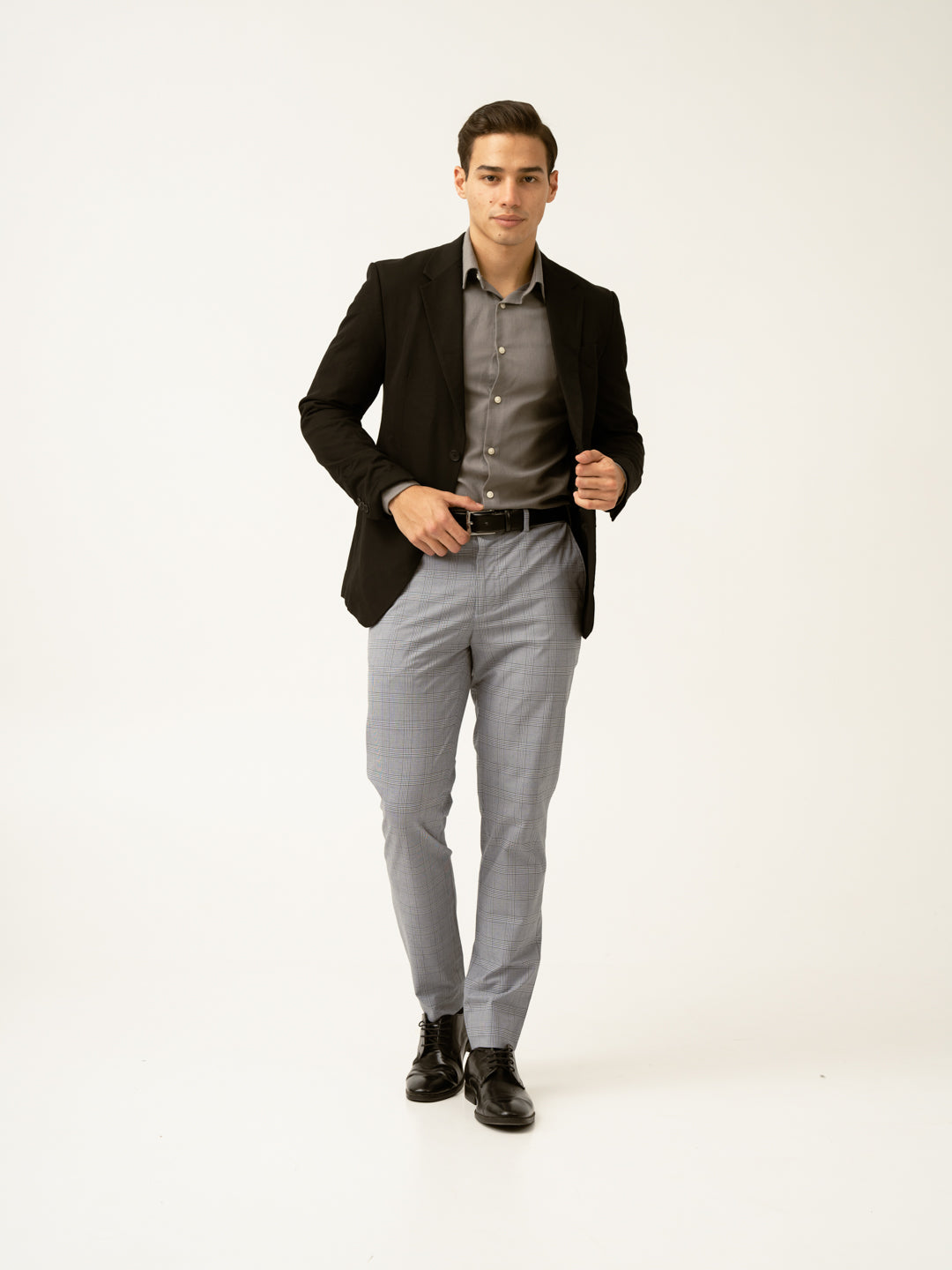 Blue Black Houndstooth Checks Formal Pants