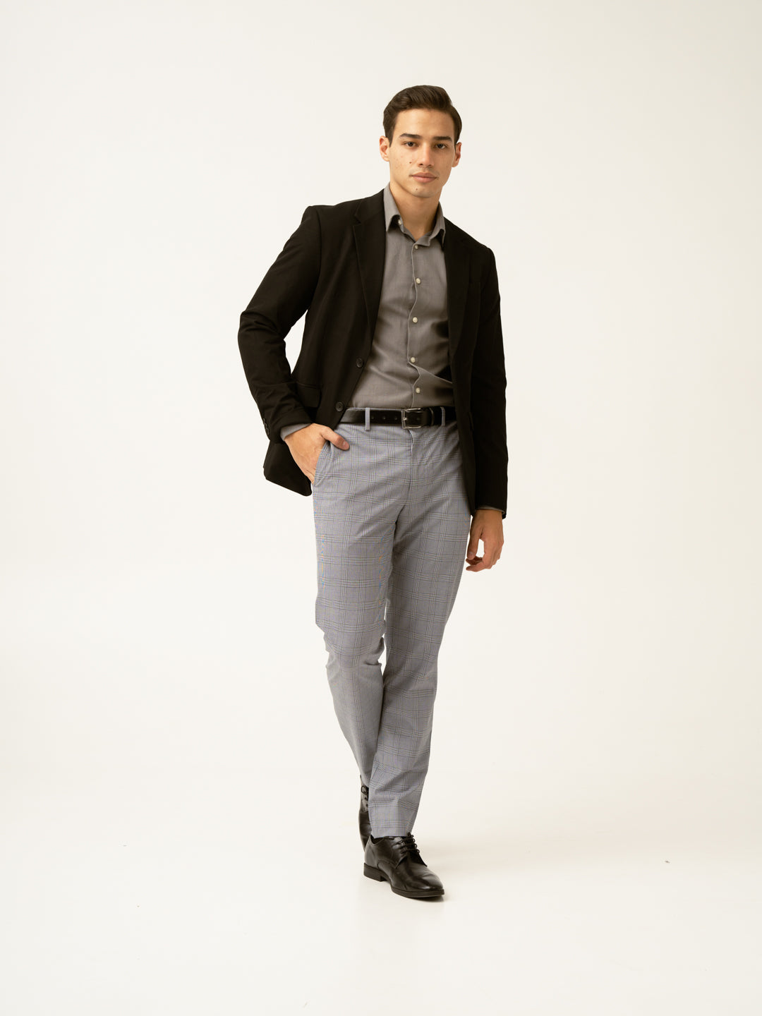 Blue Black Houndstooth Checks Formal Pants