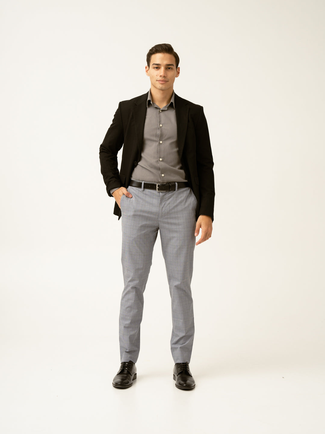 Blue Black Houndstooth Checks Formal Pants