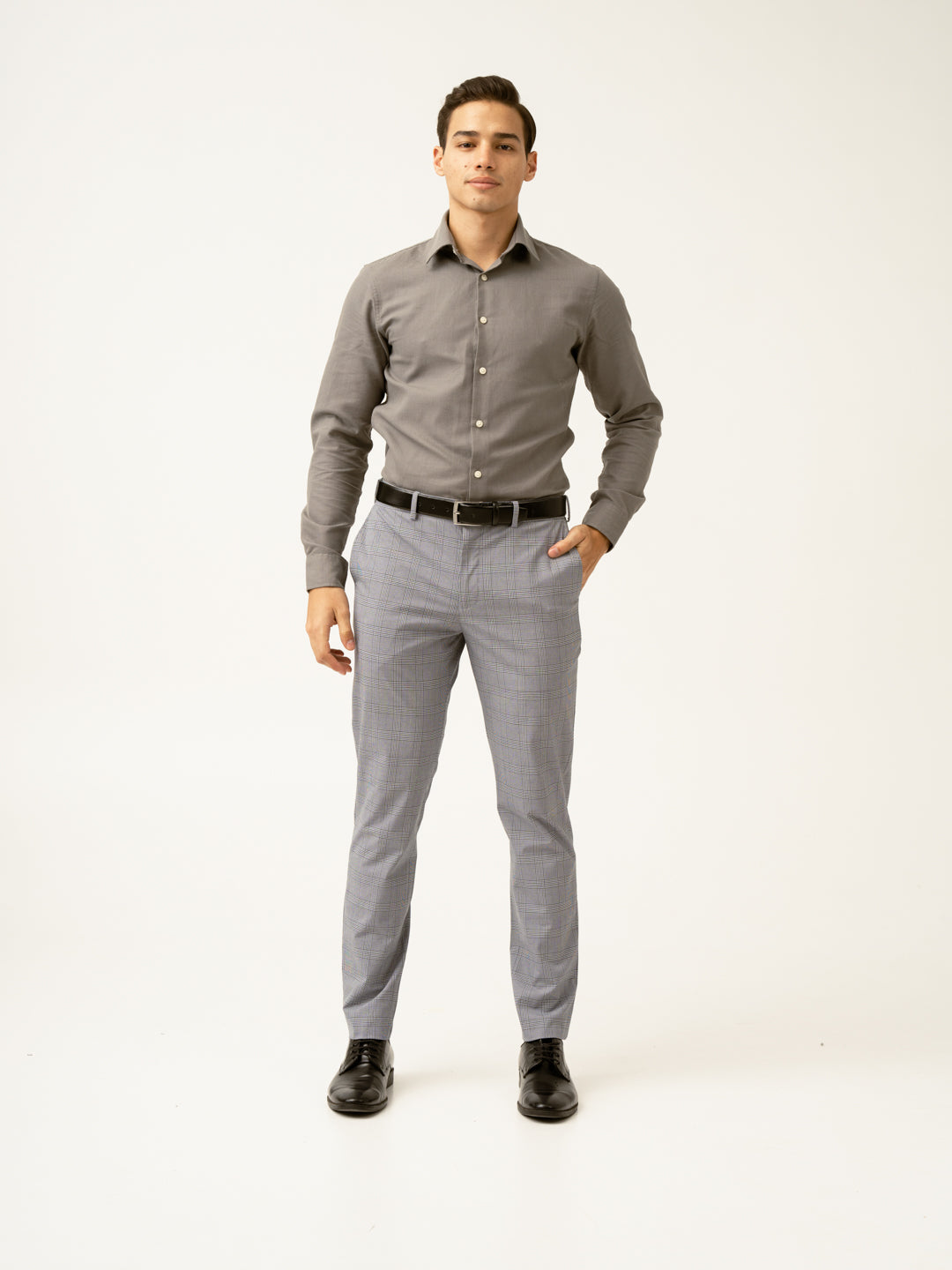 Blue Black Houndstooth Checks Formal Pants