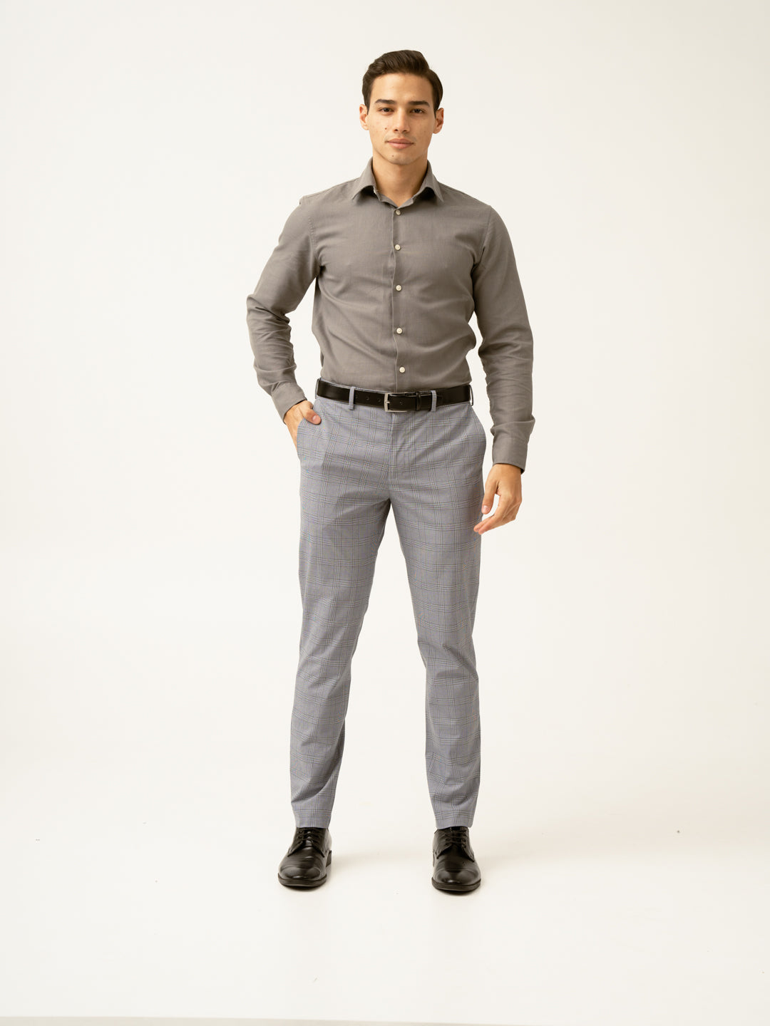 Blue Black Houndstooth Checks Formal Pants