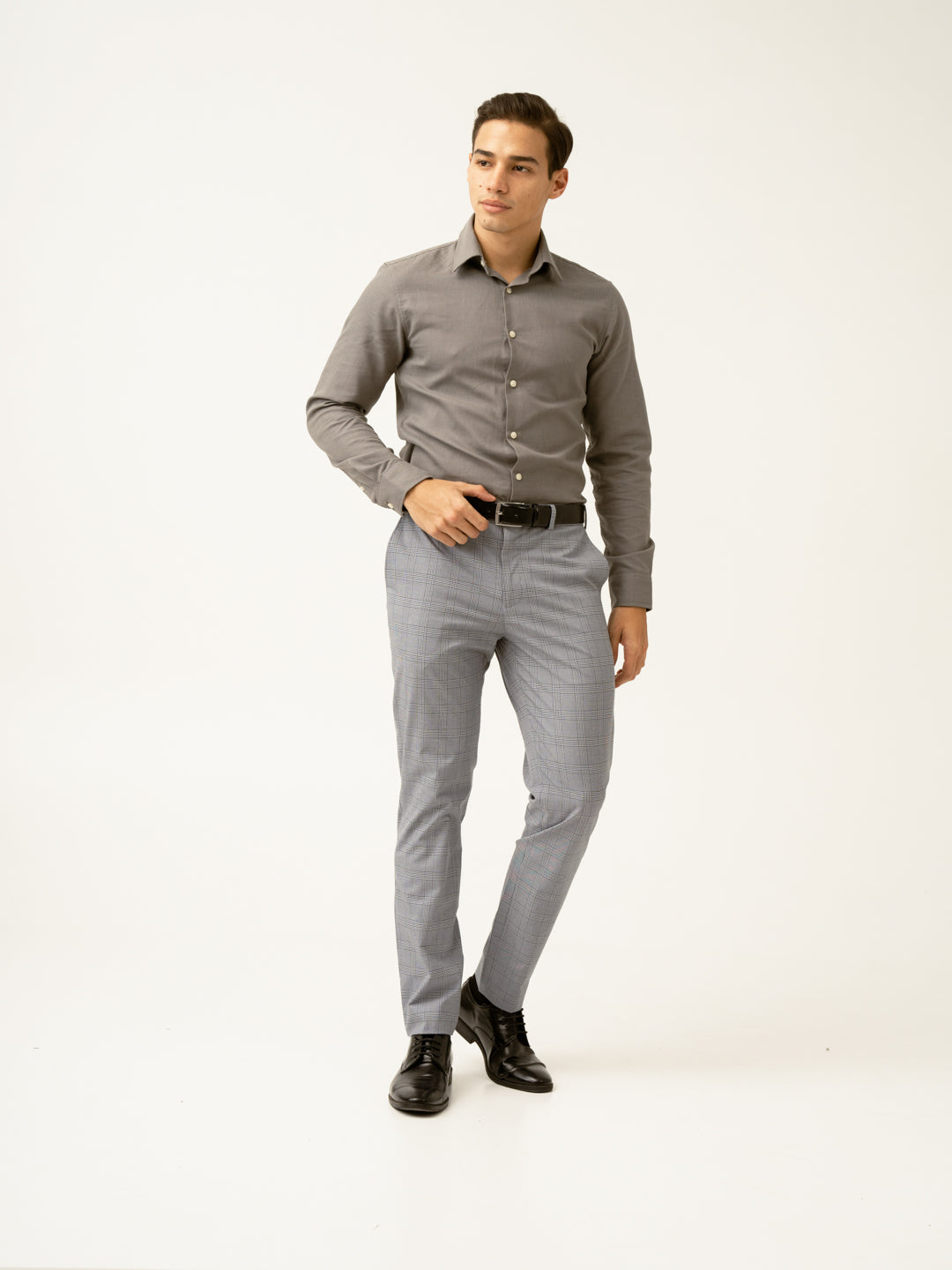 Blue Black Houndstooth Checks Formal Pants