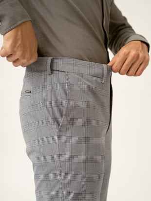 Blue Black Houndstooth Checks Formal Pants