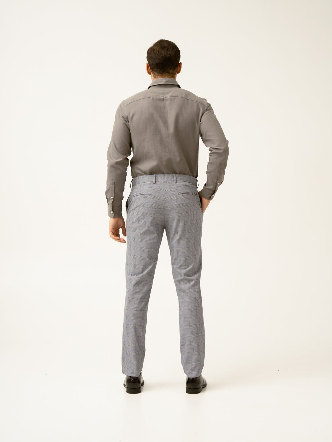 Blue Black Houndstooth Checks Formal Pants