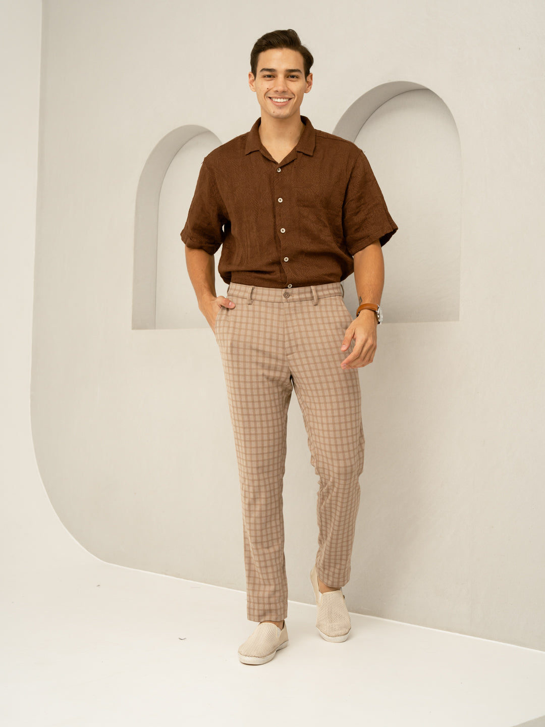 Fox Khaki Window Checks Power-Stretch Pants