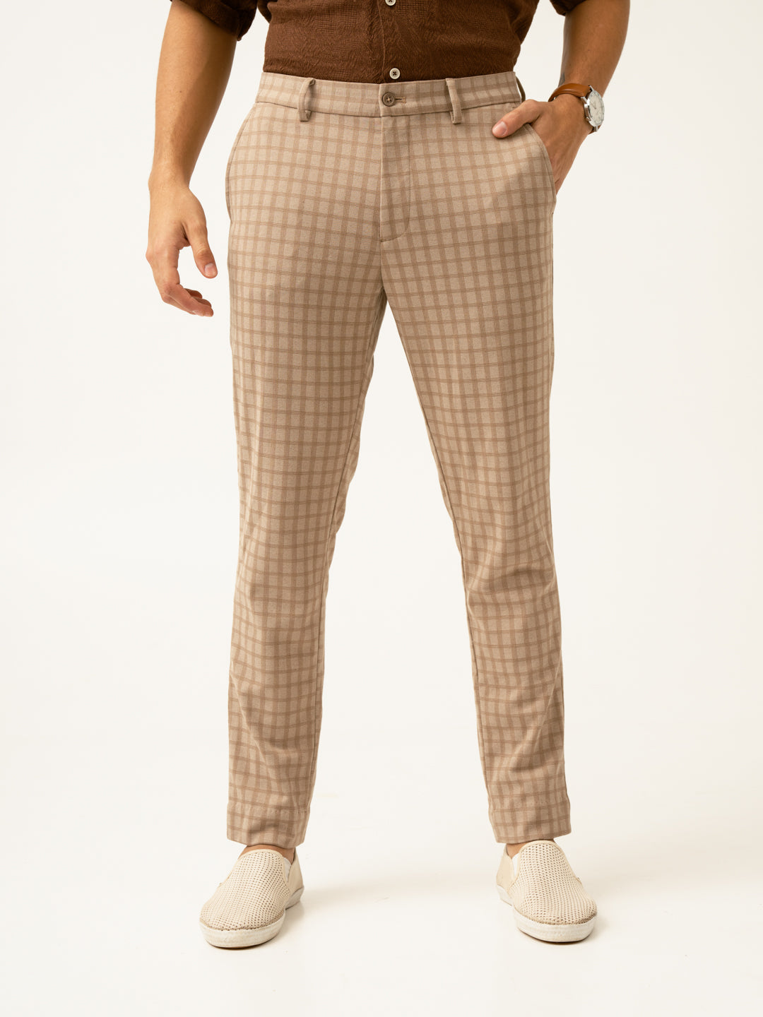 Fox Khaki Window Checks Power-Stretch Pants