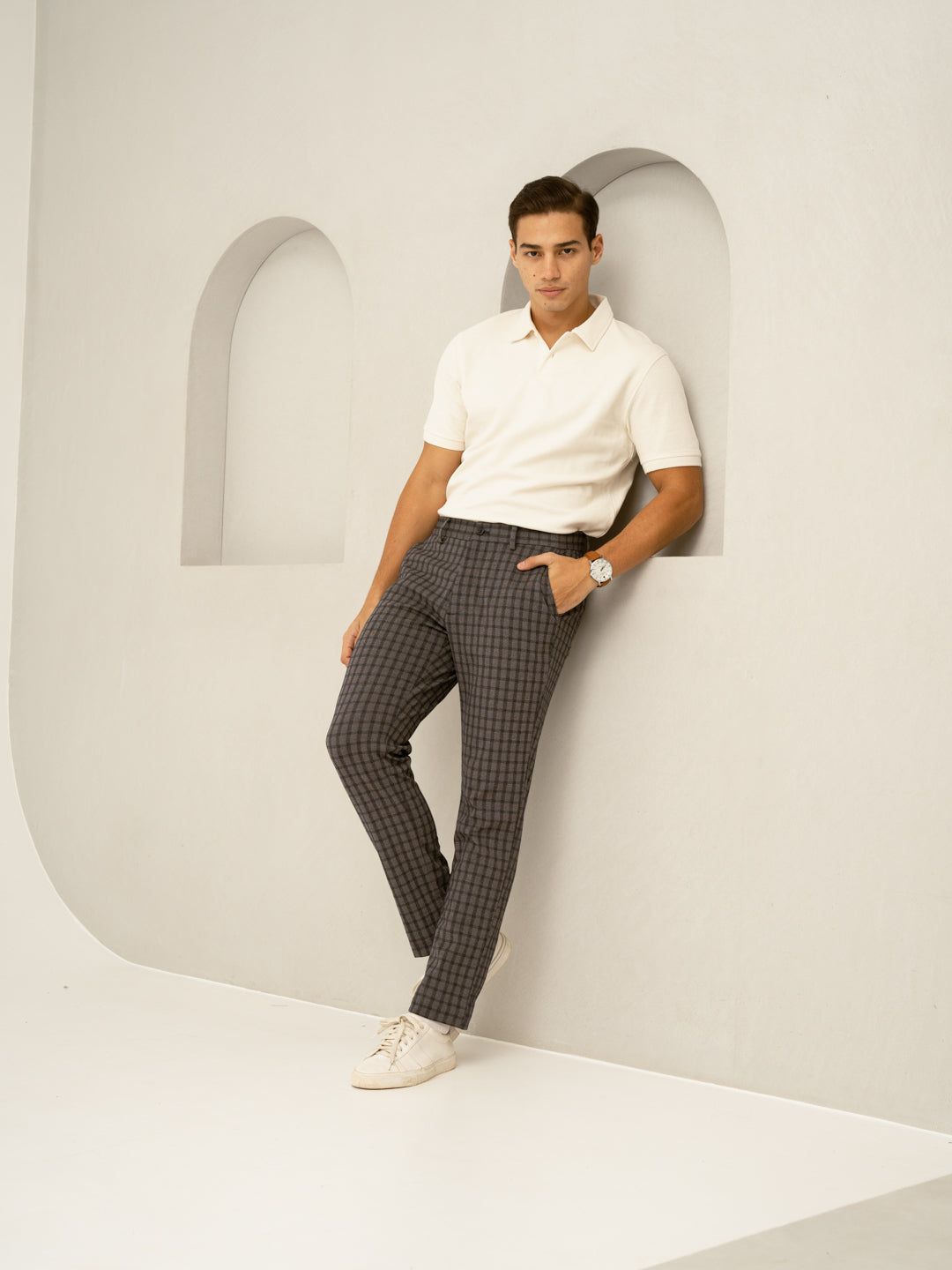 Rook Black Window Checks Power-Stretch Pants