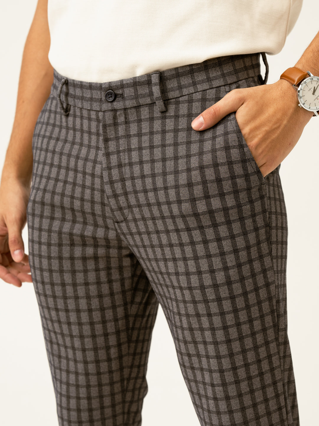 Rook Black Window Checks Power-Stretch Pants