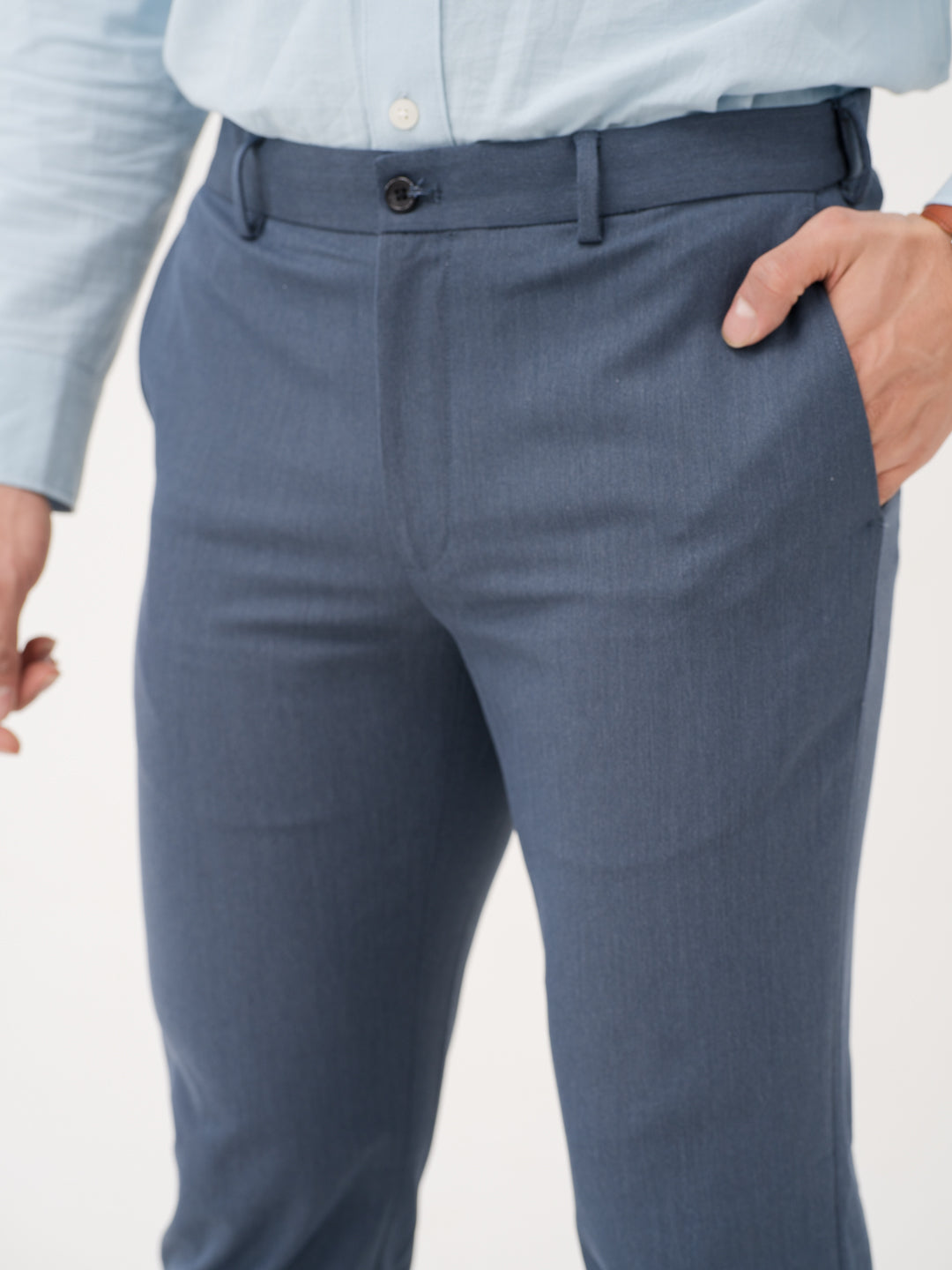 Solace Blue Luxury Twill Relaxed Fit Stretch Formal Pants