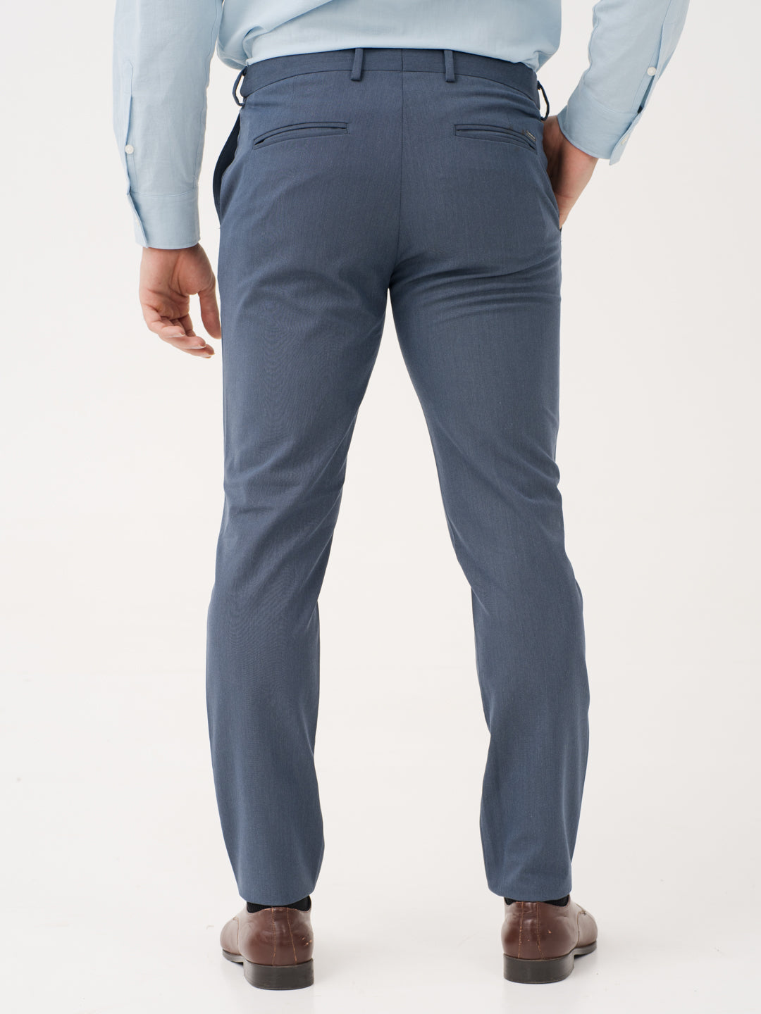 Solace Blue Luxury Twill Relaxed Fit Stretch Formal Pants