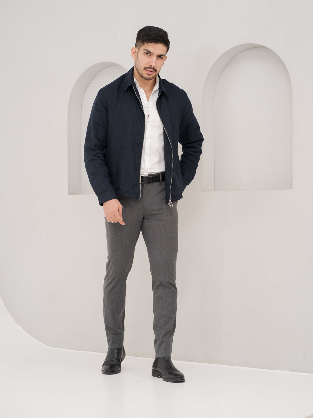 Thorne Grey Luxury Twill Relaxed Fit Stretch Formal Pants