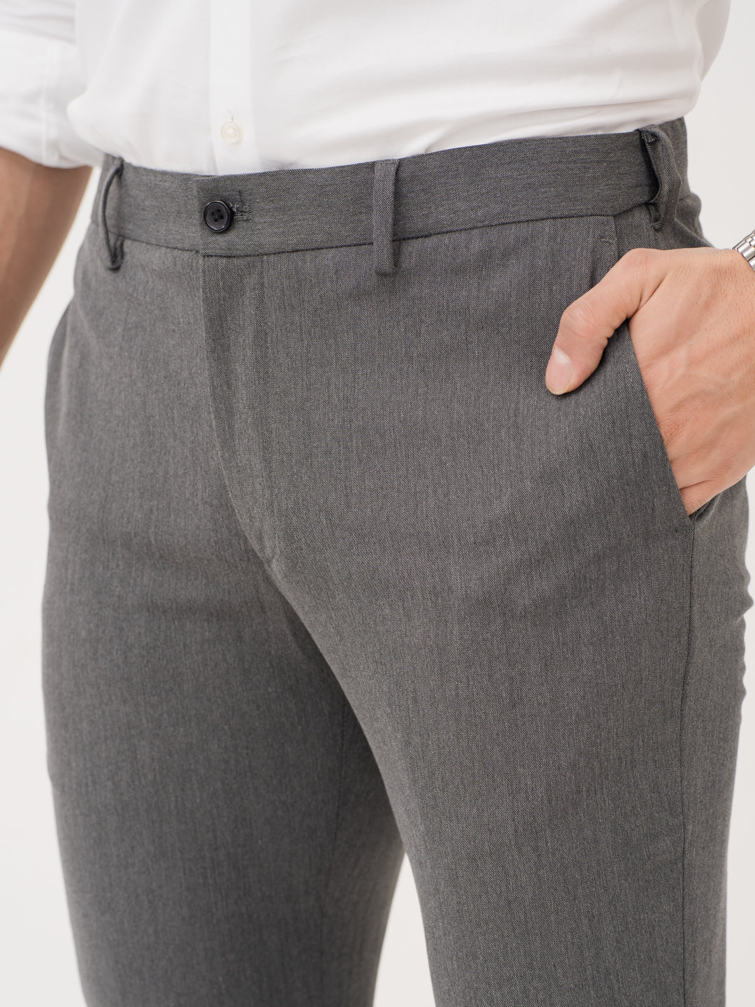 Thorne Grey Luxury Twill Relaxed Fit Stretch Formal Pants