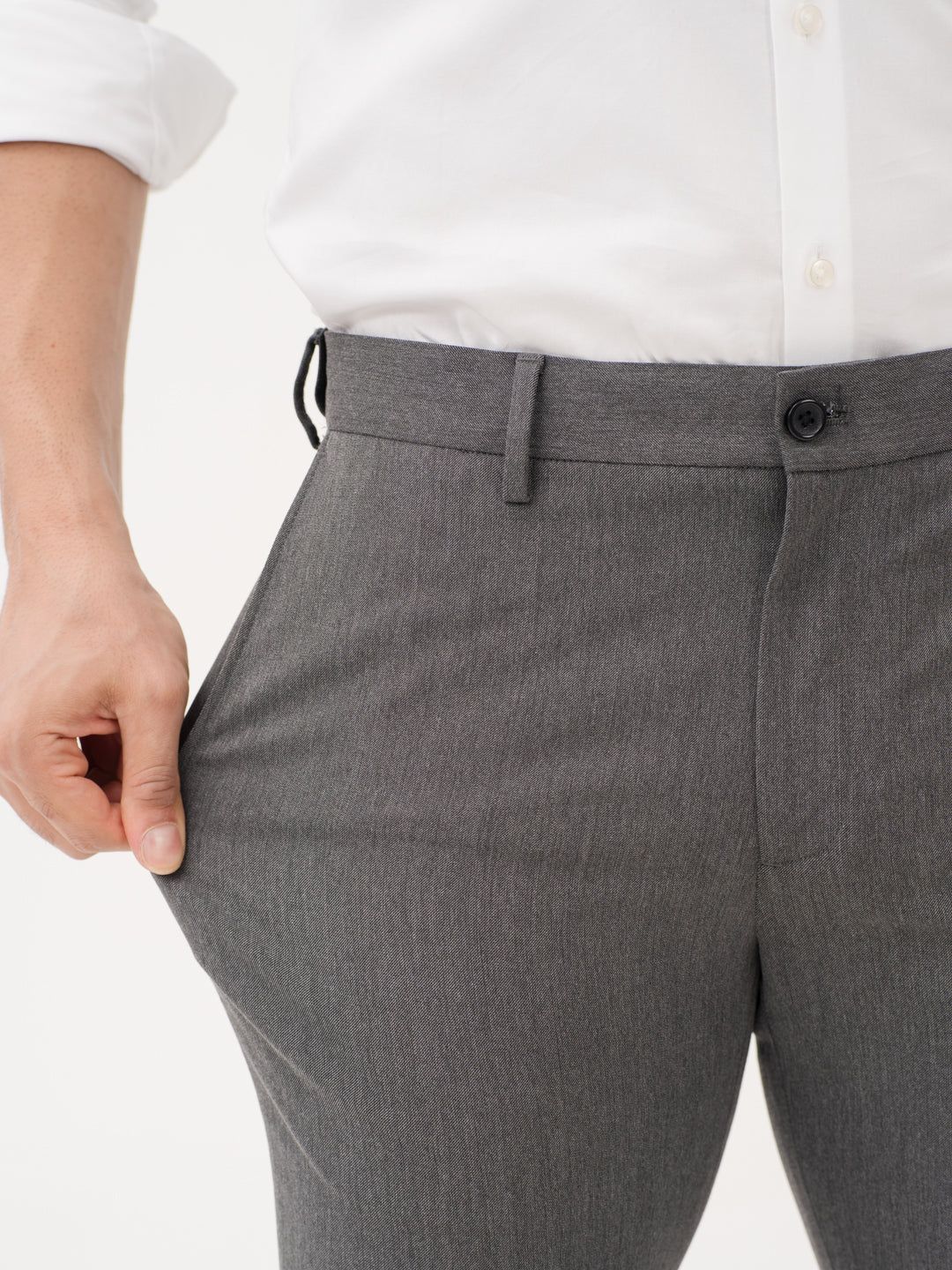 Thorne Grey Luxury Twill Relaxed Fit Stretch Formal Pants