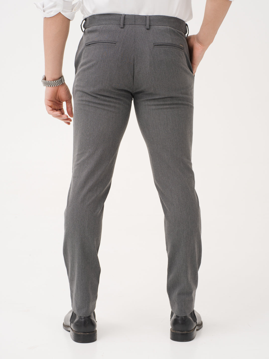 Thorne Grey Luxury Twill Relaxed Fit Stretch Formal Pants