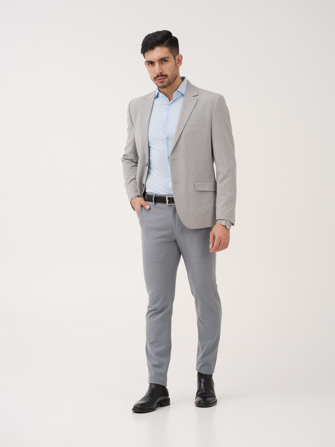 Titanium Grey Twill Luxury Stretch Pants