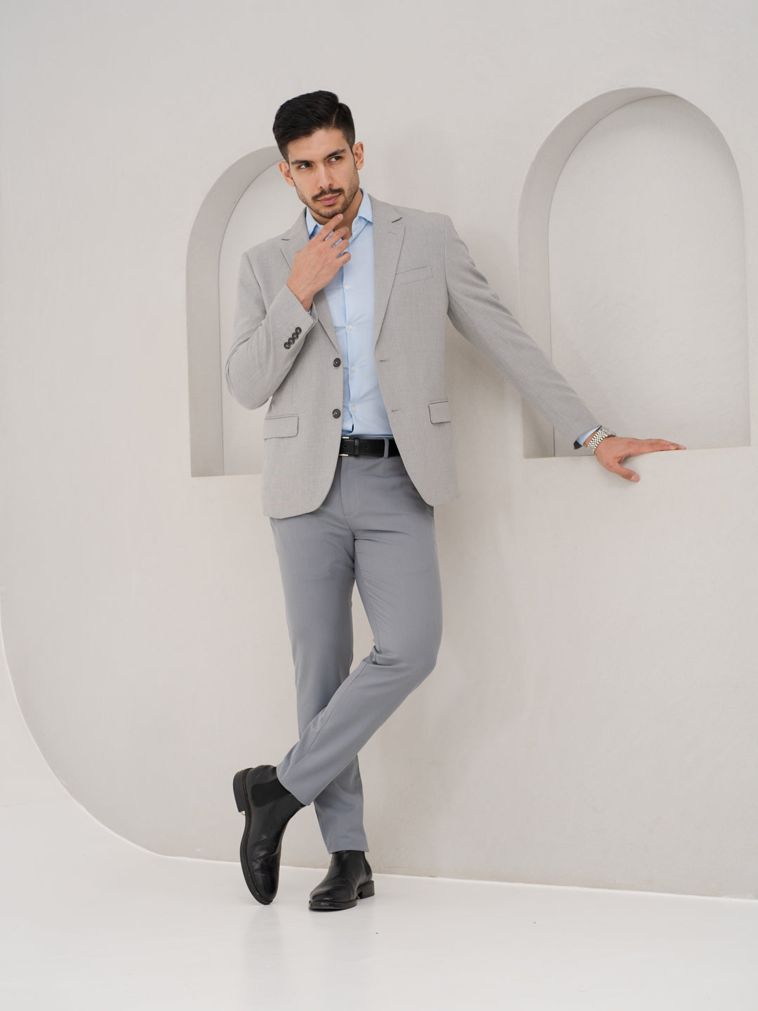 Titanium Grey Twill Luxury Stretch Pants