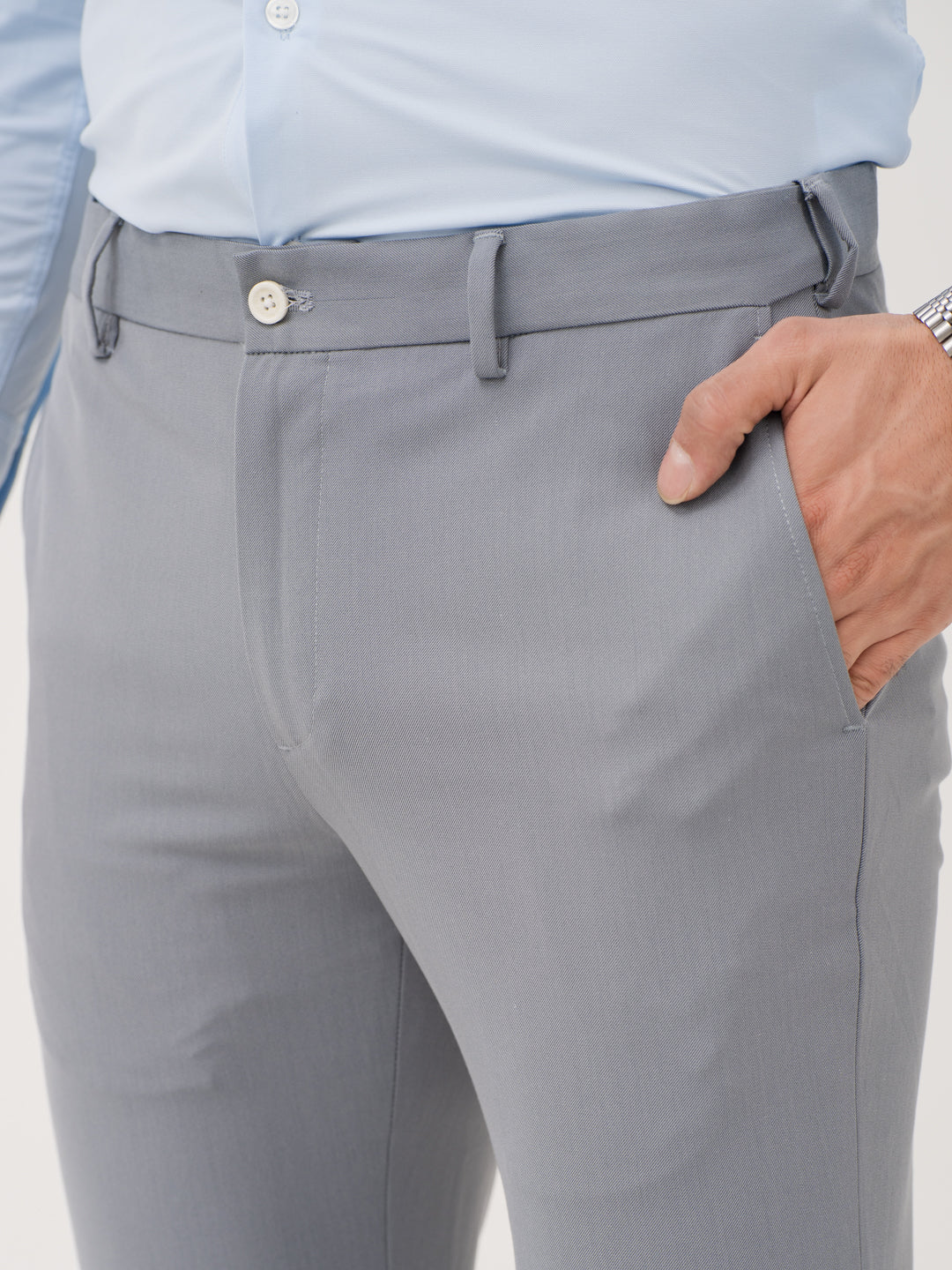 Titanium Grey Twill Luxury Stretch Pants
