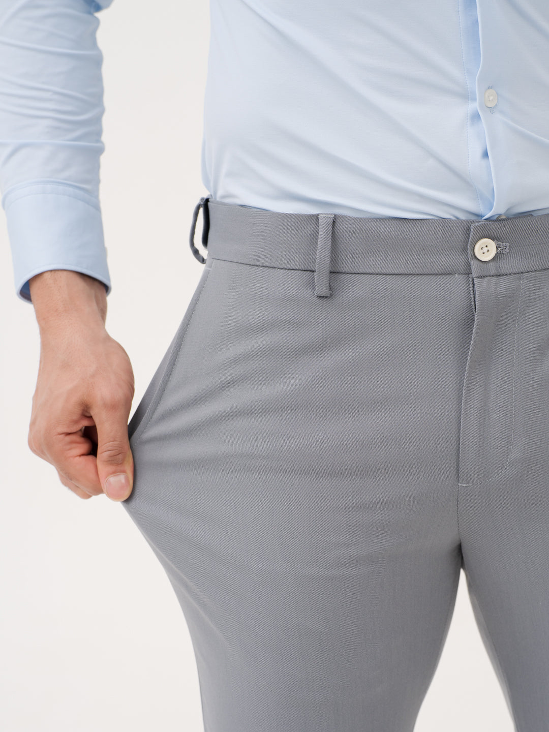 Titanium Grey Twill Luxury Stretch Pants