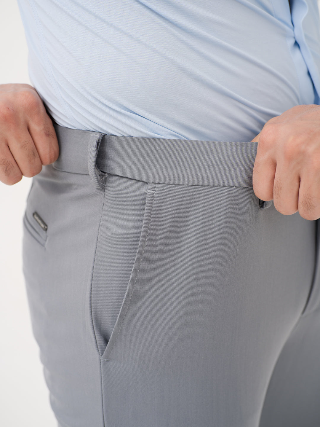 Titanium Grey Twill Luxury Stretch Pants