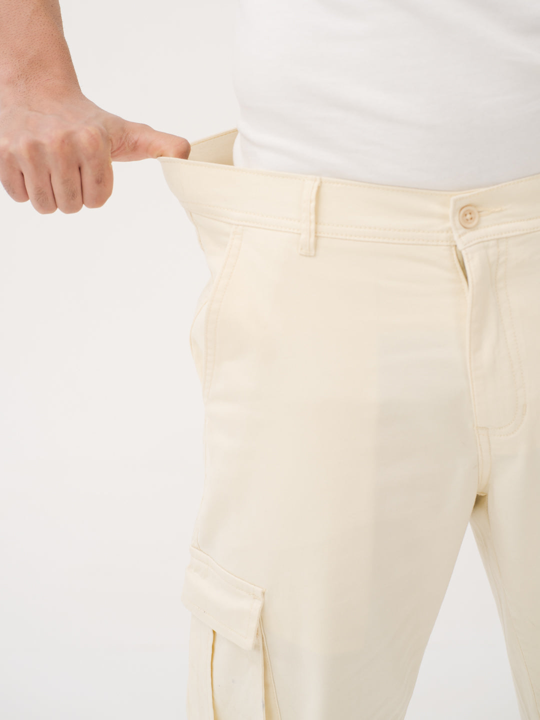 Burl Beige Relaxed Fit Stretch Cargo Pants