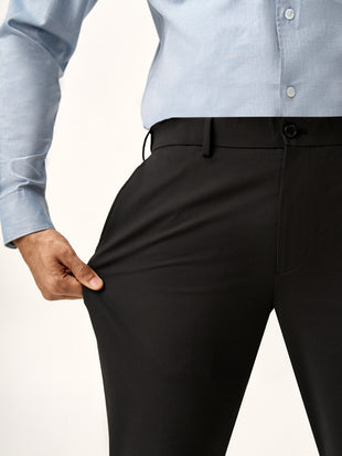 Brisk Black Water Repellent Slim Fit Stretch Formal Pants