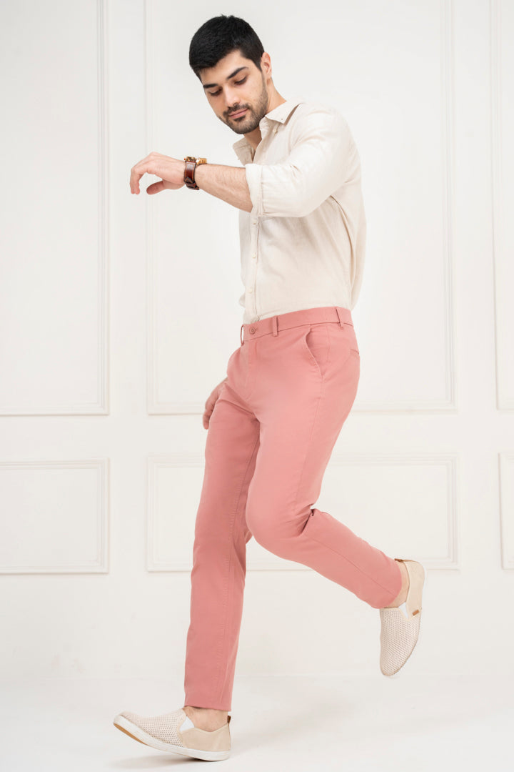 Buy Pink Slim Fit Stretch Chino Pants For Men Online In India