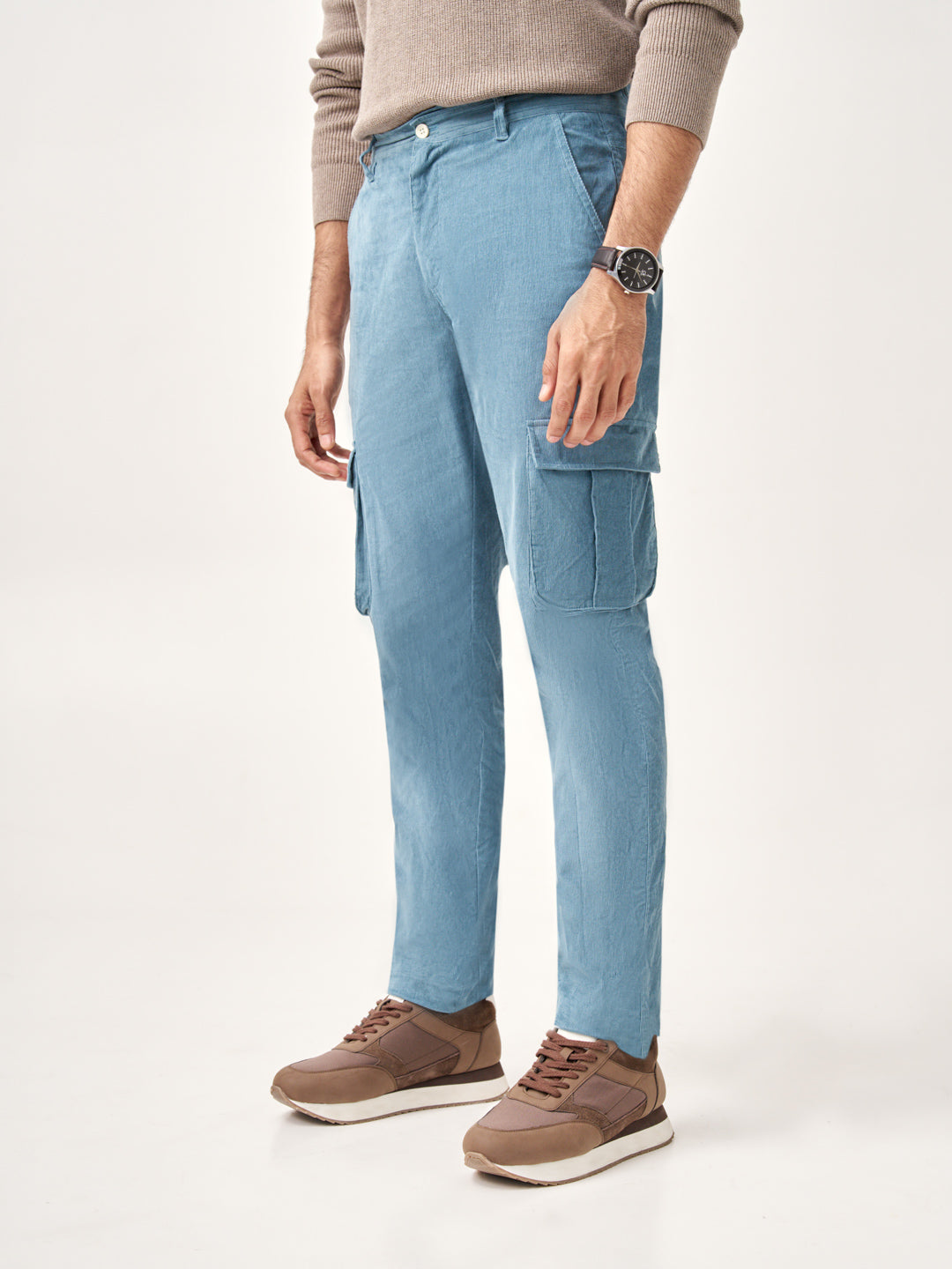 BoraBora Blue Corduroy Stretch Cargo Pants
