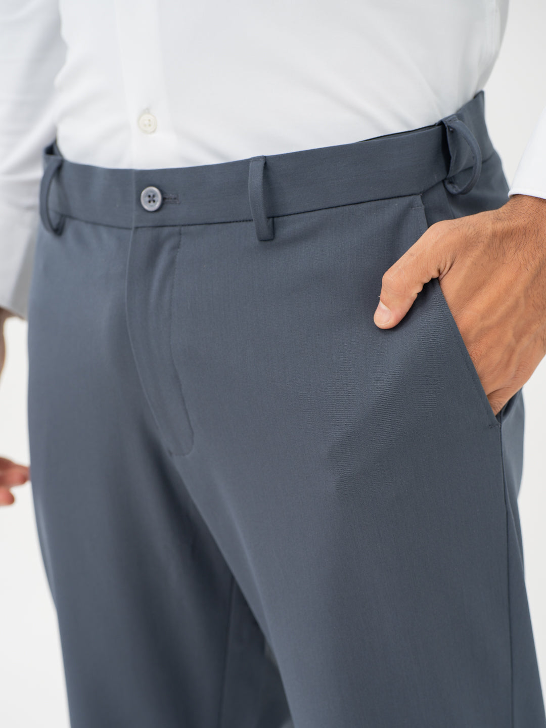 Thunder Grey Water Repellent Relaxed Fit Stretch Formal Pants