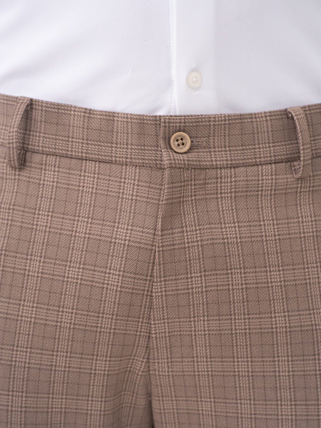 Elk Brown Checks Slim Fit Stretch Formal Pants