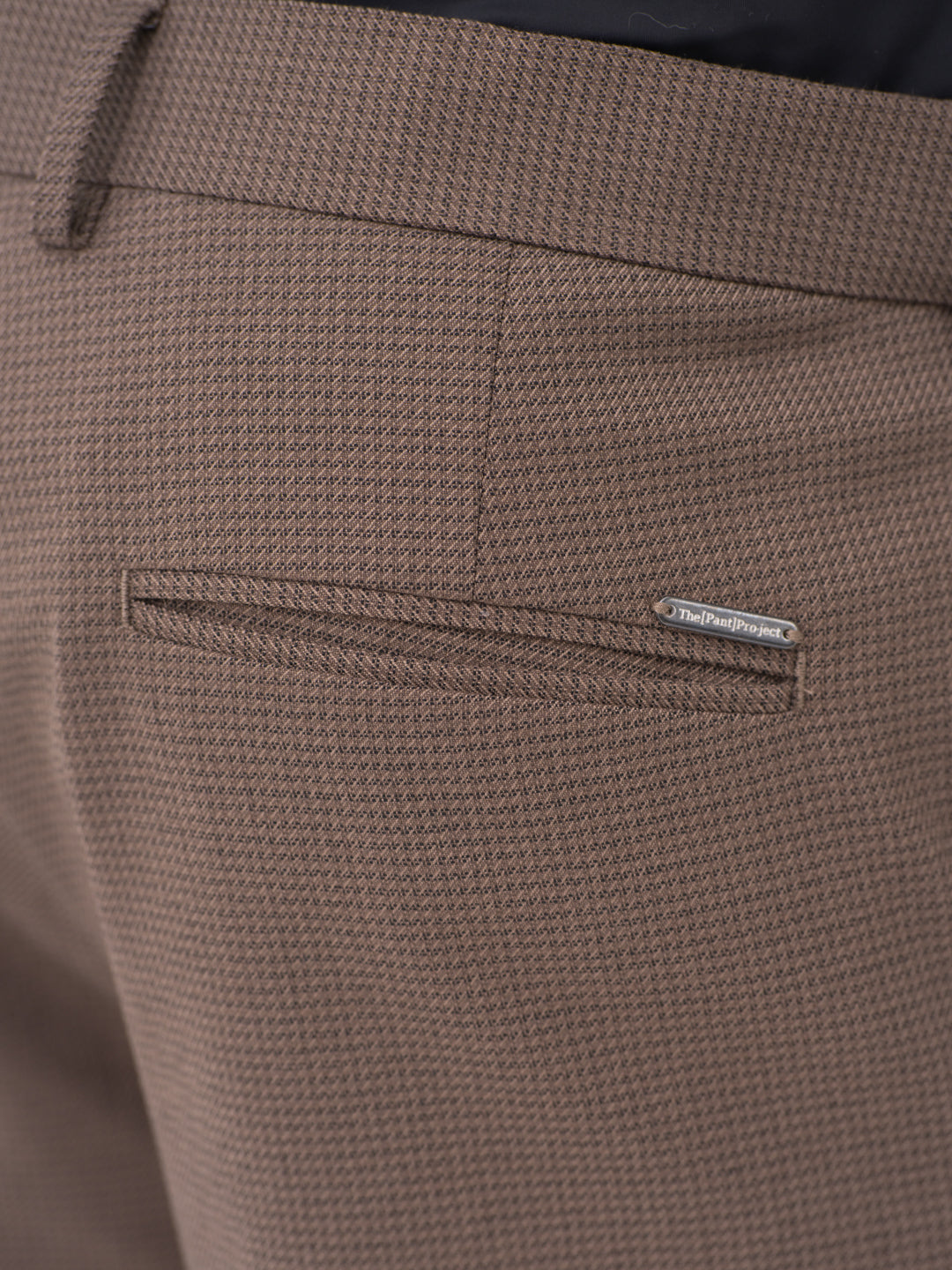 Stag Brown Textured Slim Fit Stretch Formal Pants