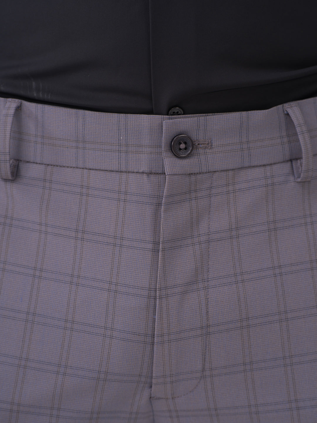 Heron Grey Checks Slim Fit Stretch Formal Pants