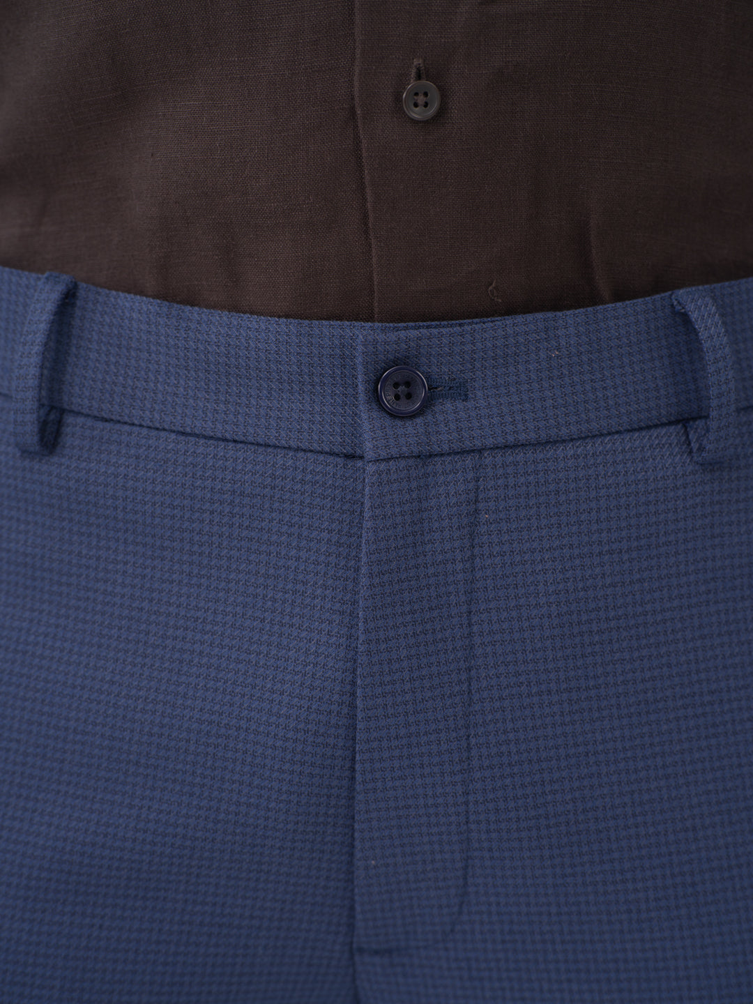 Nightingale Navy Textured Slim Fit Stretch Formal Pants