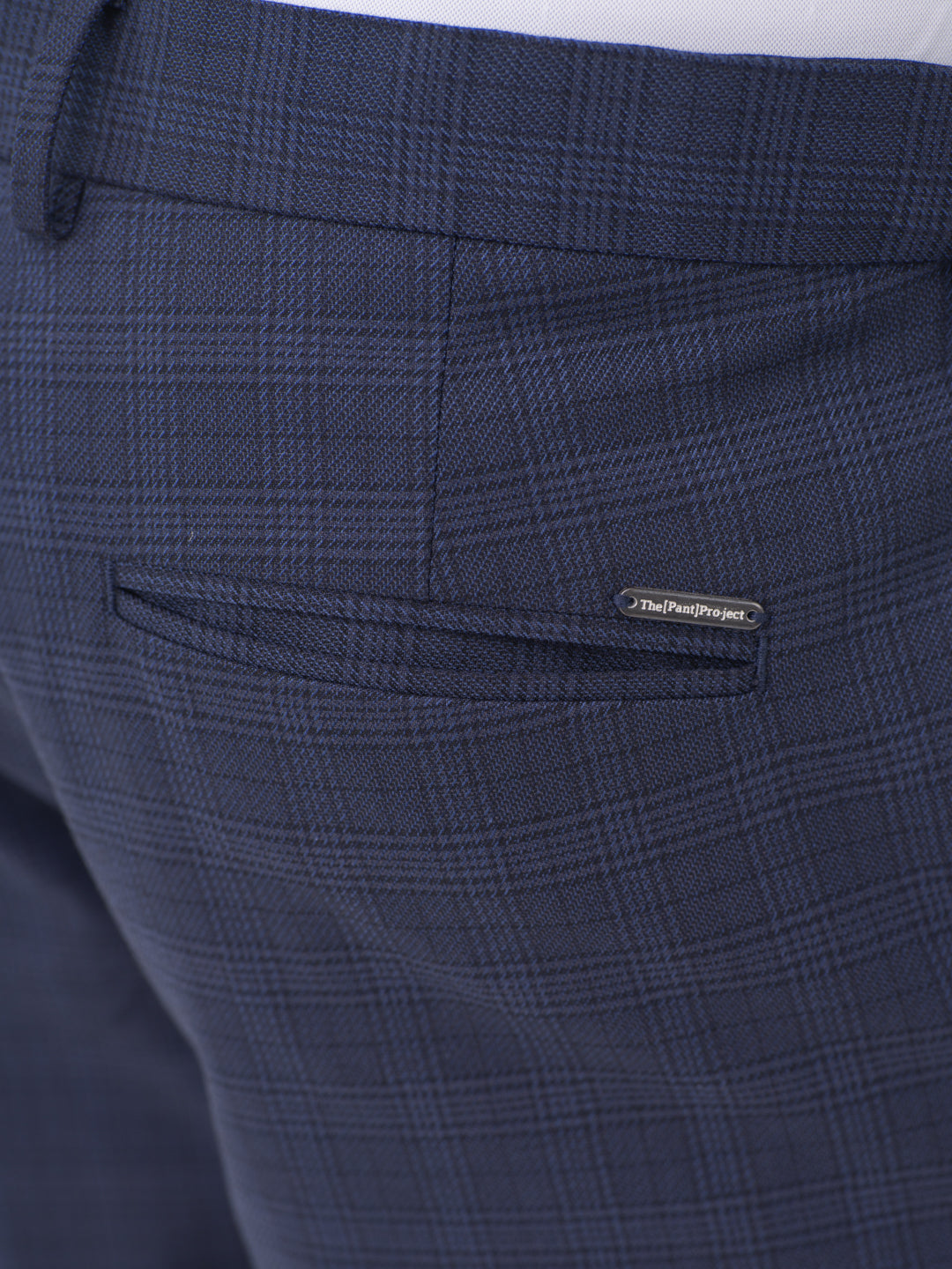 Finch Navy Checks Slim Fit Stretch Formal Pants