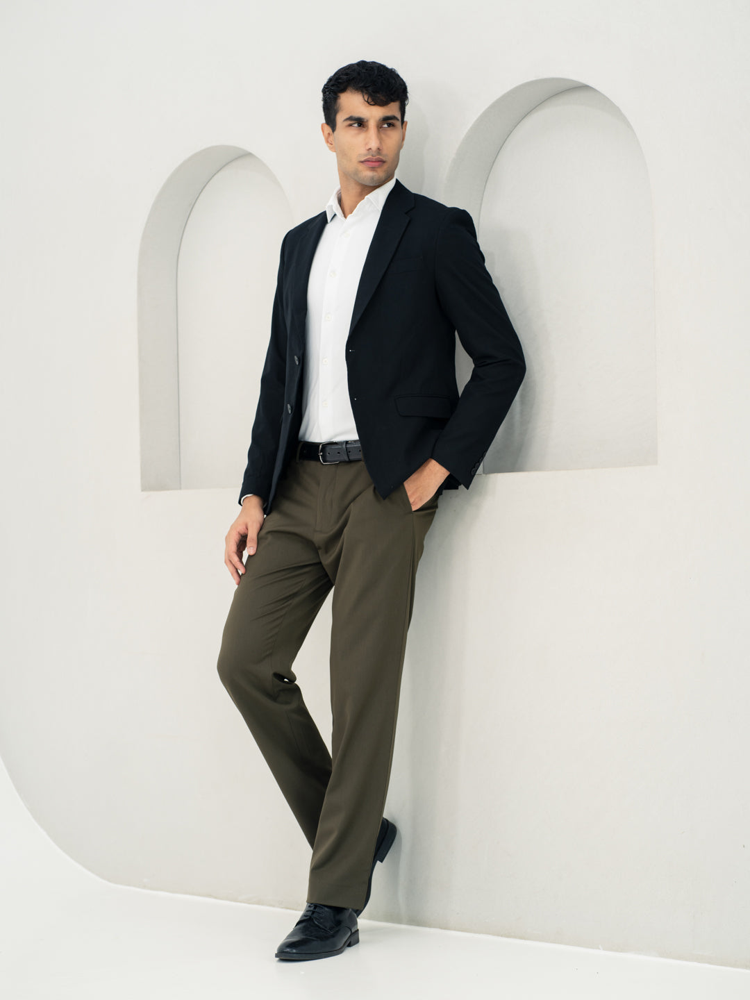 Verdant Olive Water Repellent Relaxed Fit Stretch Formal Pants