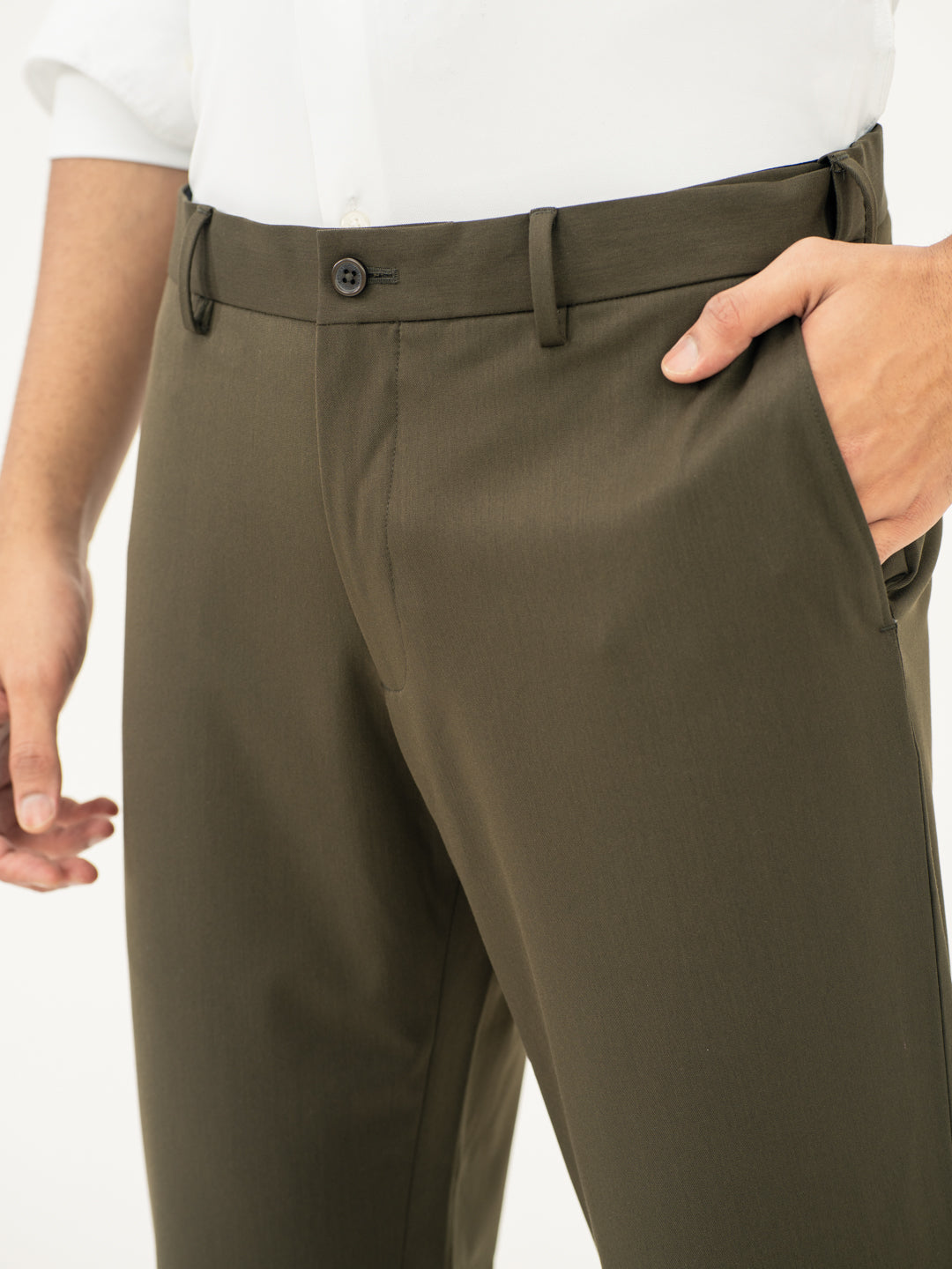 Verdant Olive Water Repellent Relaxed Fit Stretch Formal Pants