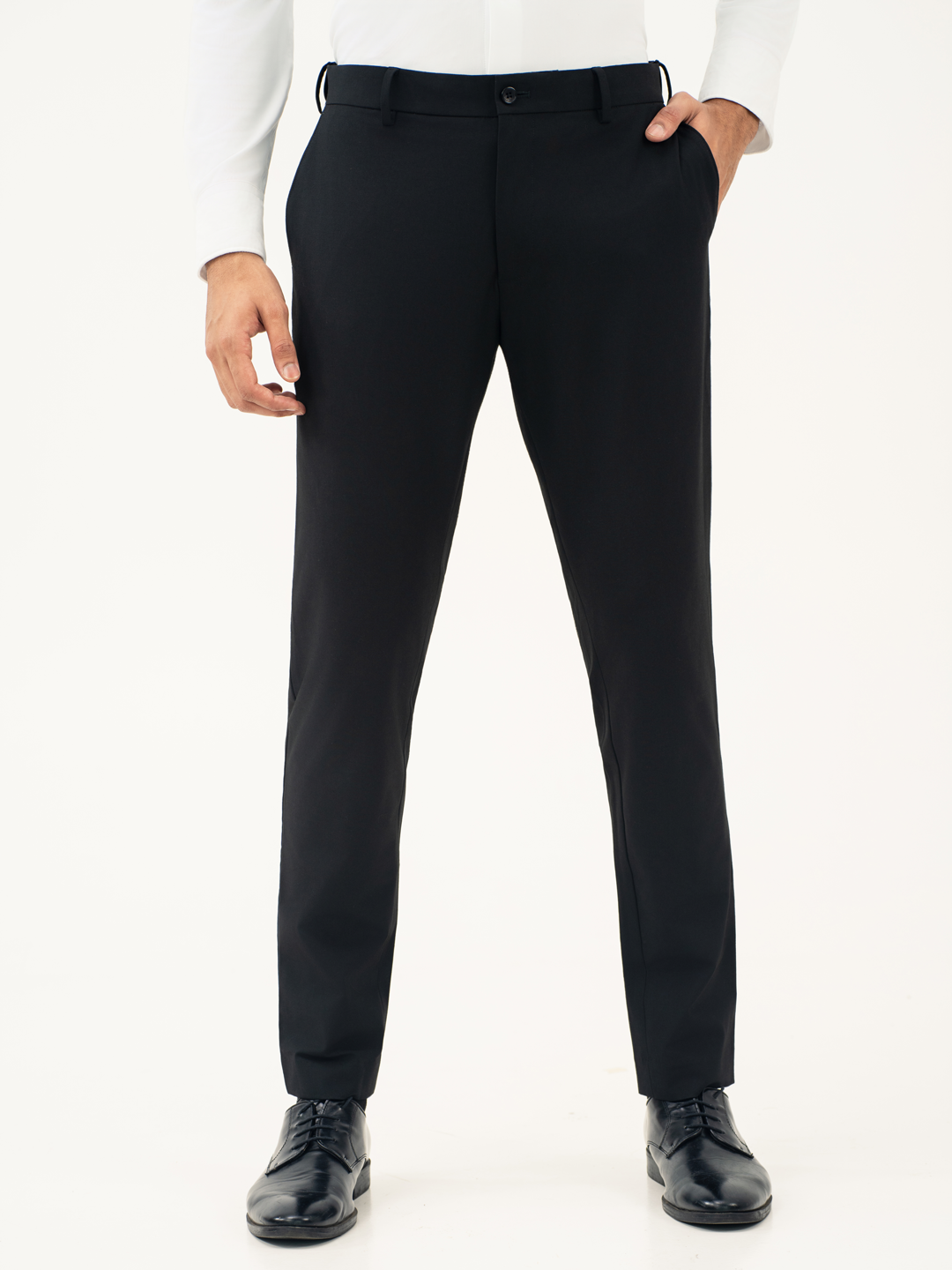 Buy Men Black Slim Fit Stretchable Formal Trouser