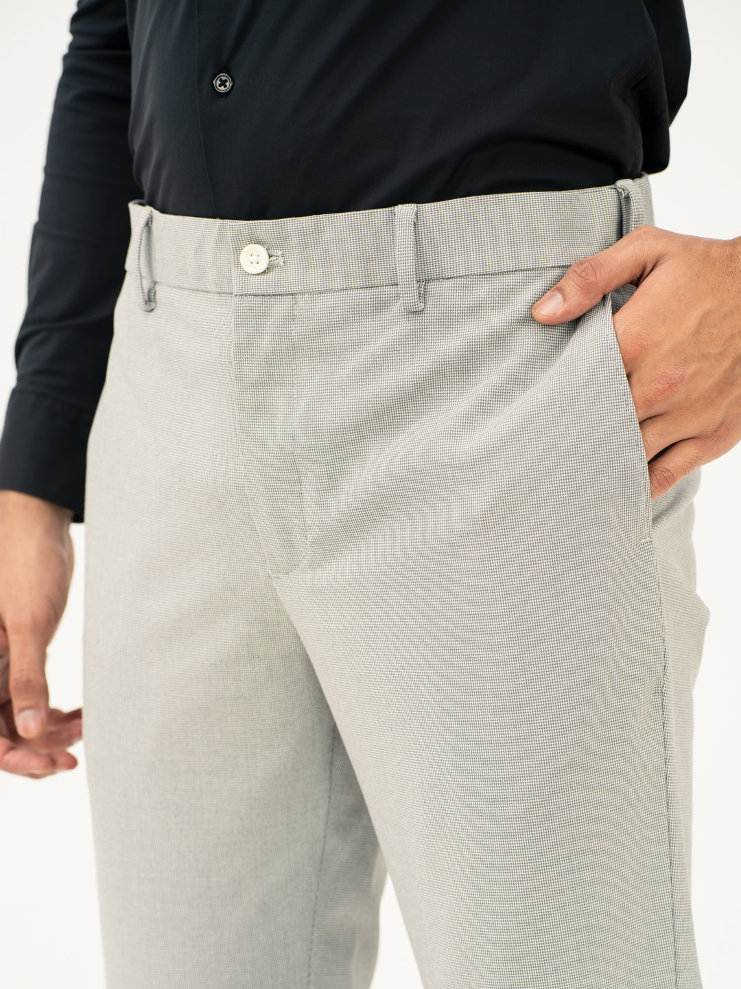 French Grey Houndstooth Pants