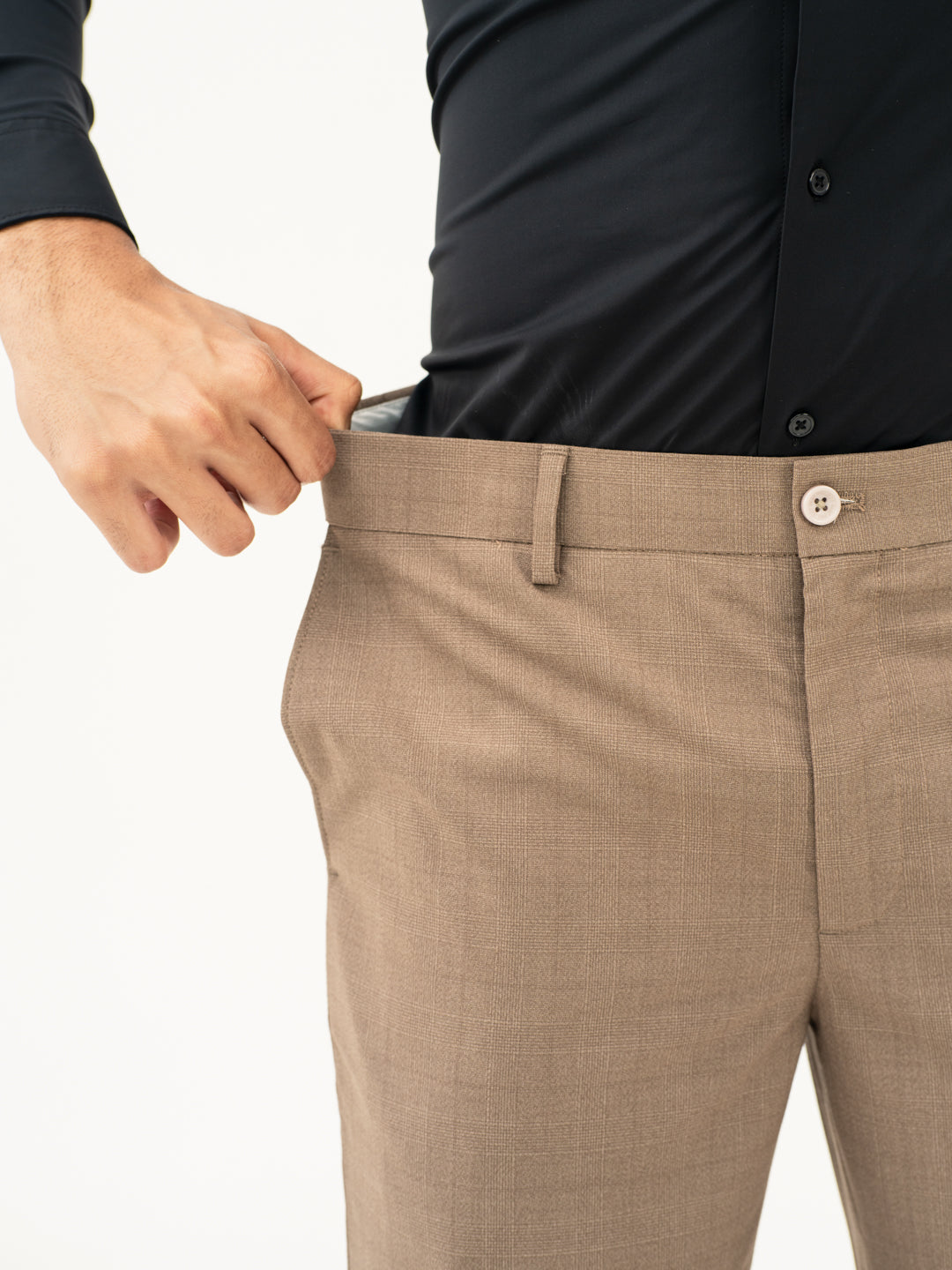 Chestnut Brown Checks Formal Pants