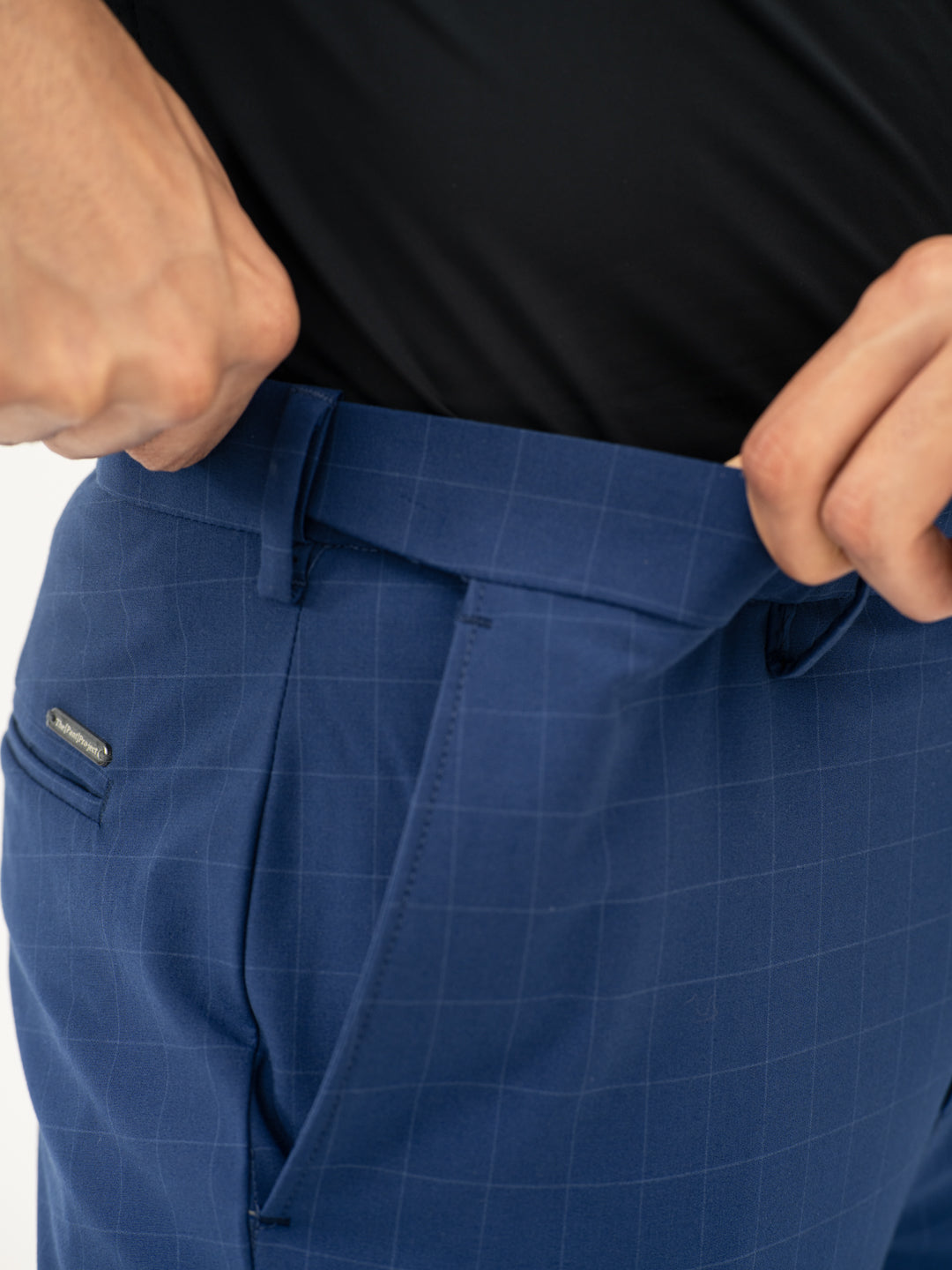 Electric Blue Checks Formal Pants