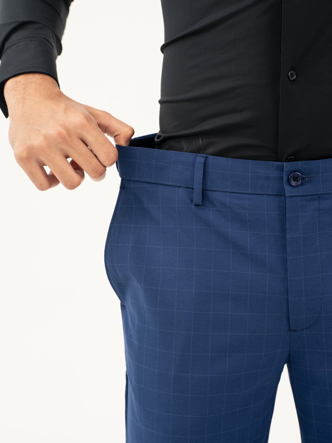 Electric Blue Checks Formal Pants