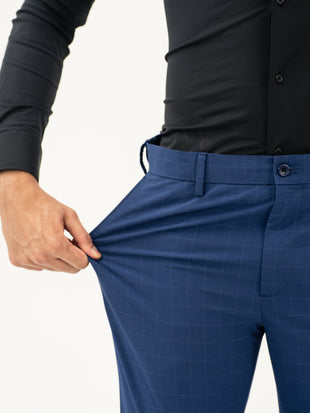 Electric Blue Checks Formal Pants