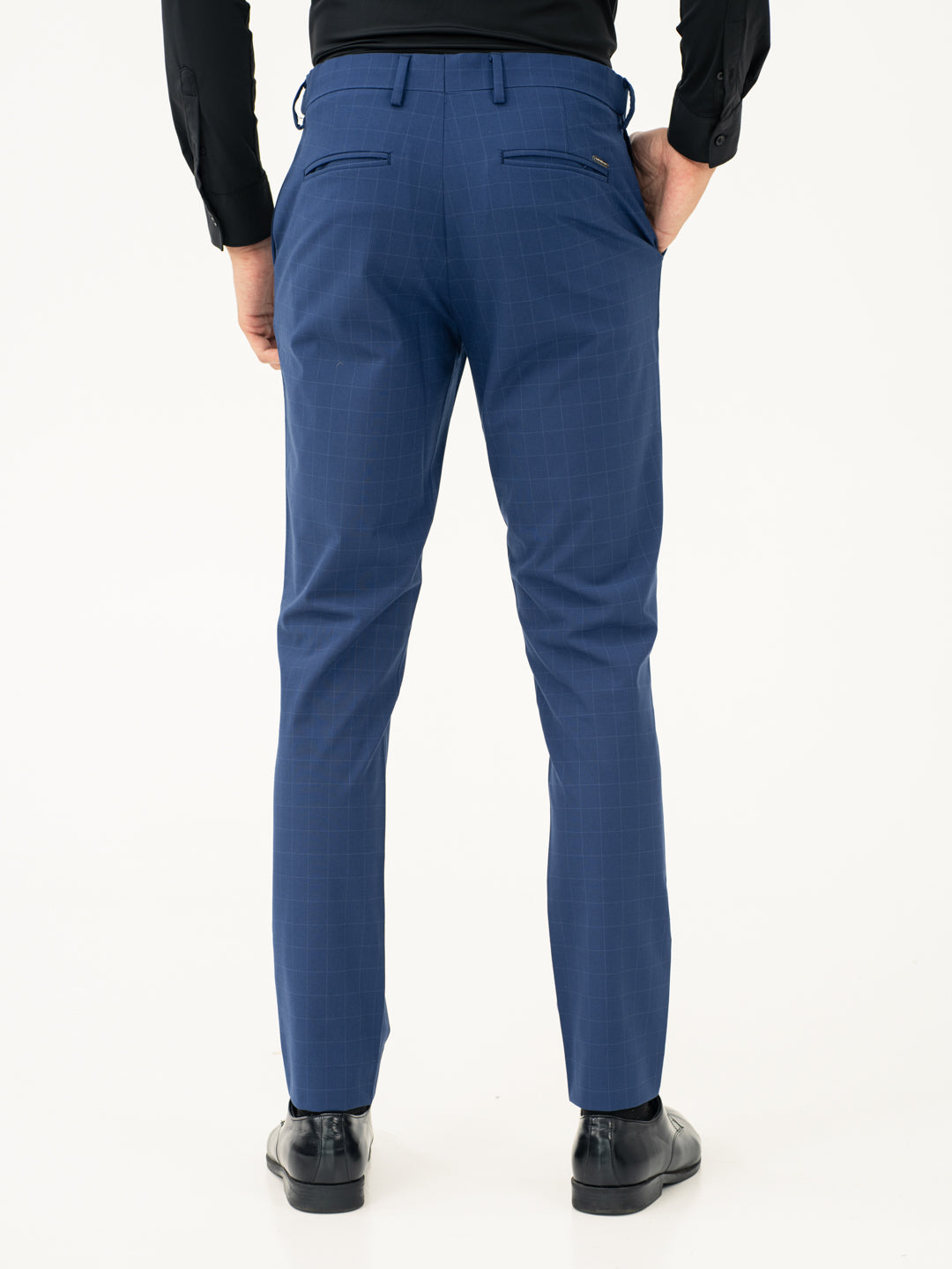 Electric Blue Checks Formal Pants