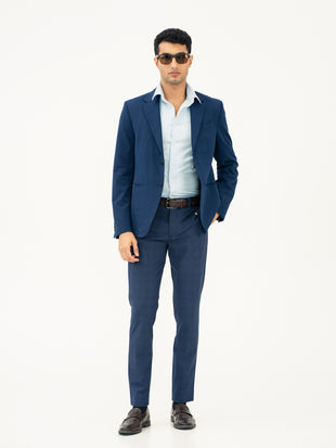 Azure Blue Checks Formal Pants