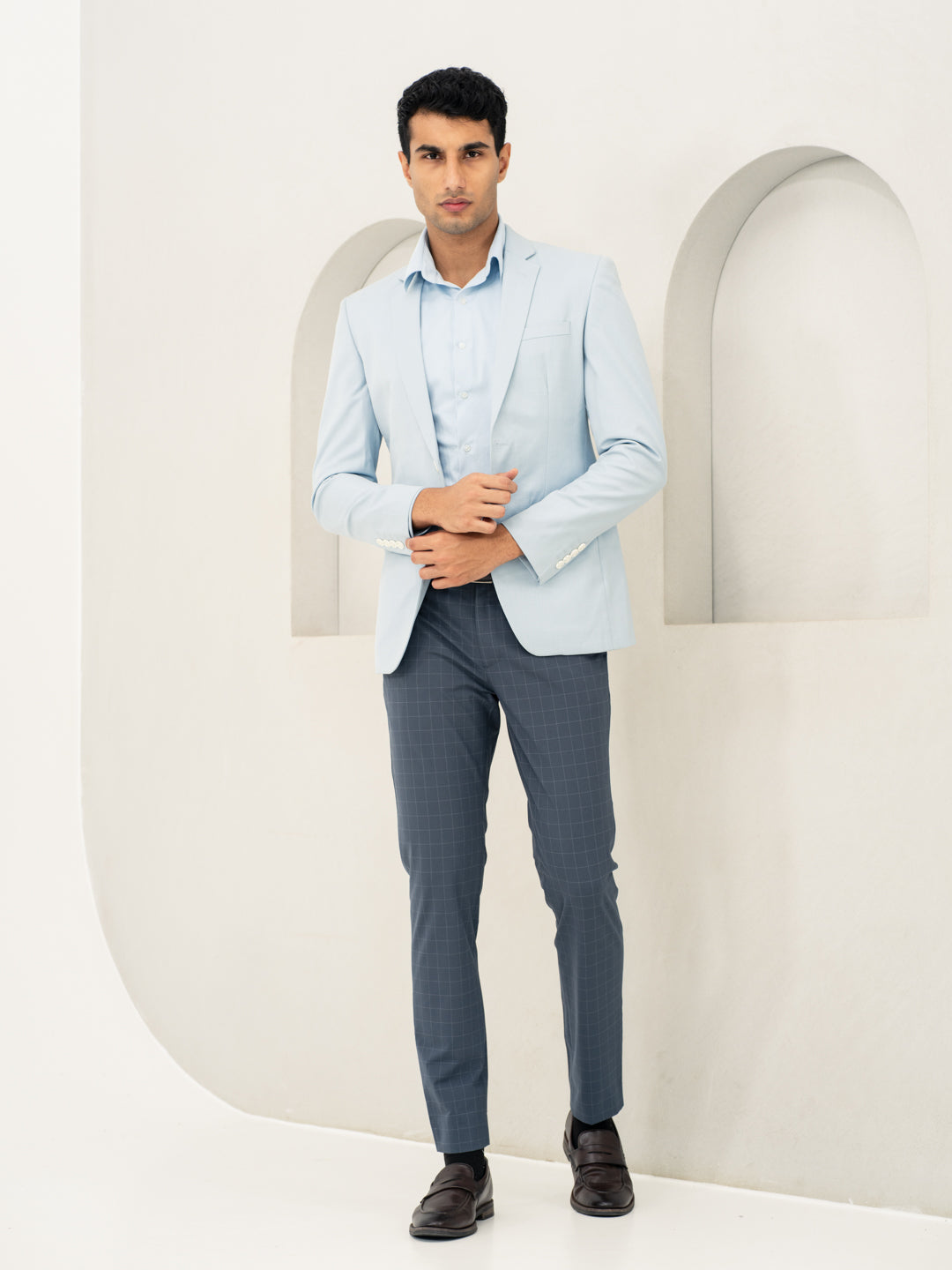 Wolf Grey Checks Formal Pants