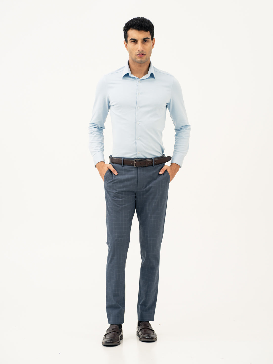 Wolf Grey Checks Formal Pants