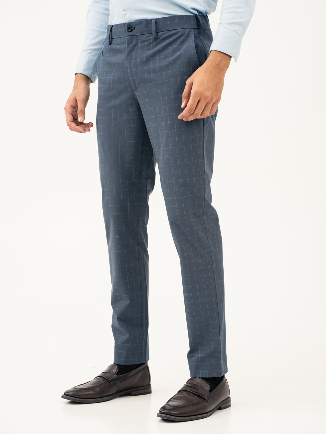 Wolf Grey Checks Formal Pants