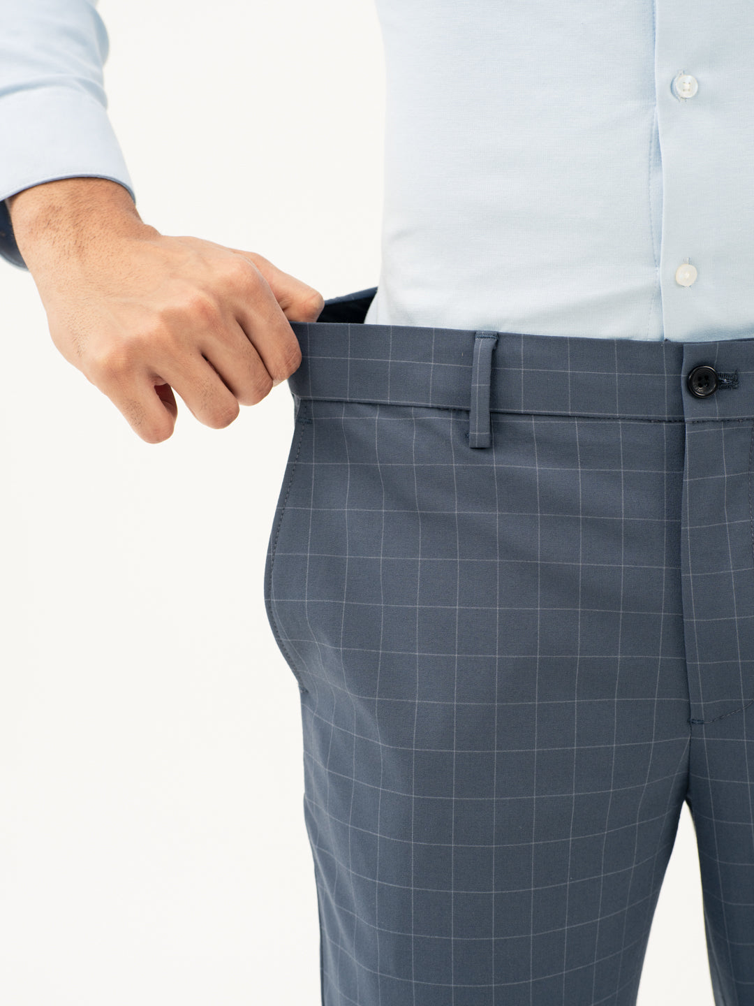 Wolf Grey Checks Formal Pants