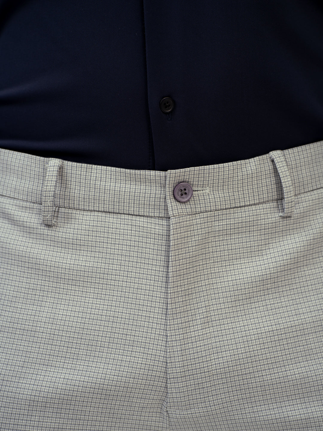 Marble Grey Micro Checks Stretch Pants